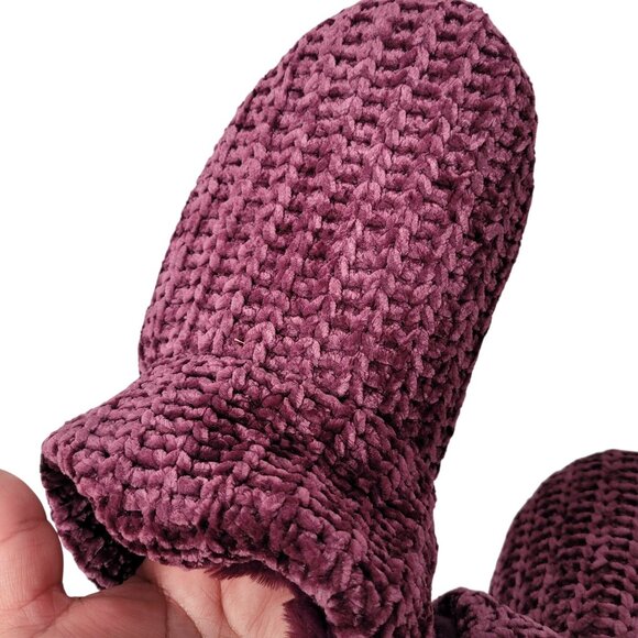 Dearfoams Marled Chenille Knit Bootie Slippers Leah Aubergine X-Large  (11-12 ) - Picture 7 of 10